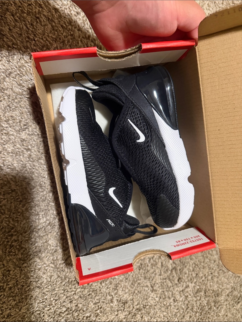 Nike Kids Black and White Slip-On Air Max 270 Style Sneakers